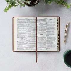 Holy Bible, Standard Size Faux Leather Red Letter Edition Thumb Index & Ribbon..