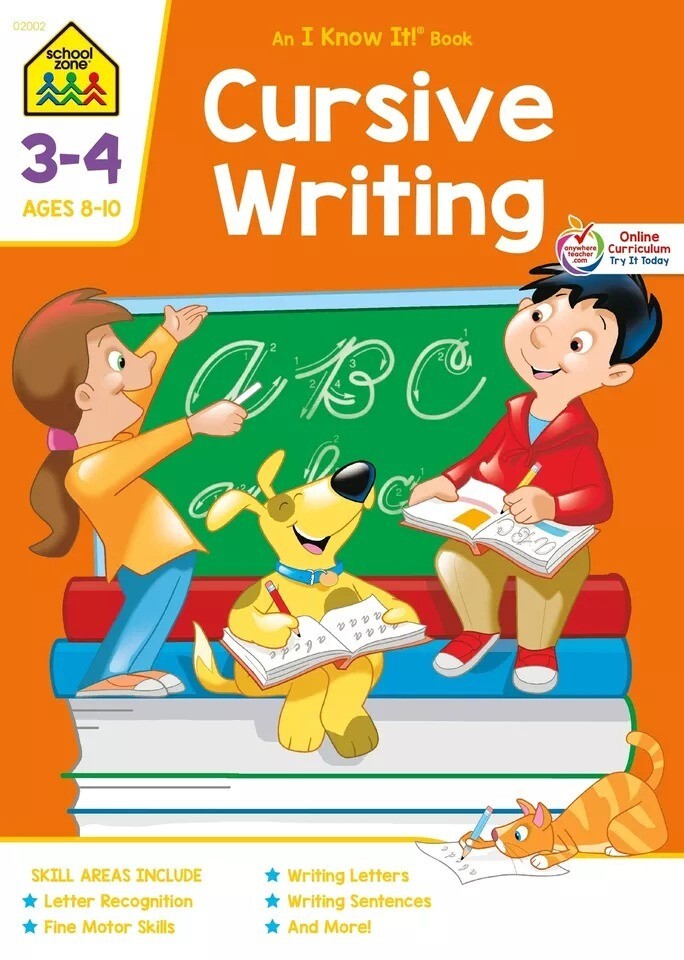 Cursive Workbook Writing Handwriting Practice Tracing Letters Ages 8 to 10
