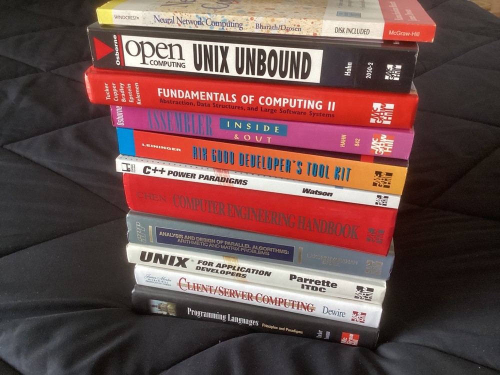 McGraw Hill Lot of 11 Books, Unix, Assembler, C++, Neural Networks