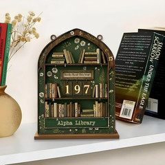Books I’Ve Read This Year Counter – Wooden Reading Tracker Sign for Bookshelf De