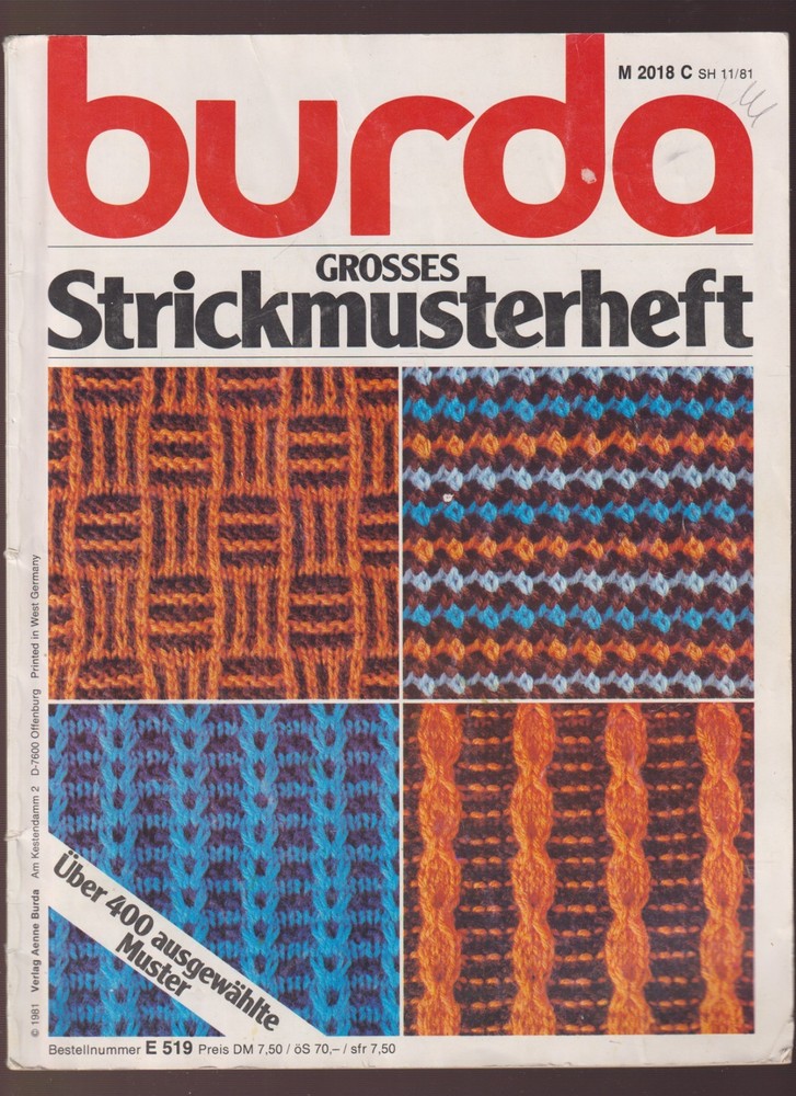 Mode – Burda Großes Strickmusterheft über 400 Muster 1981 Stricken