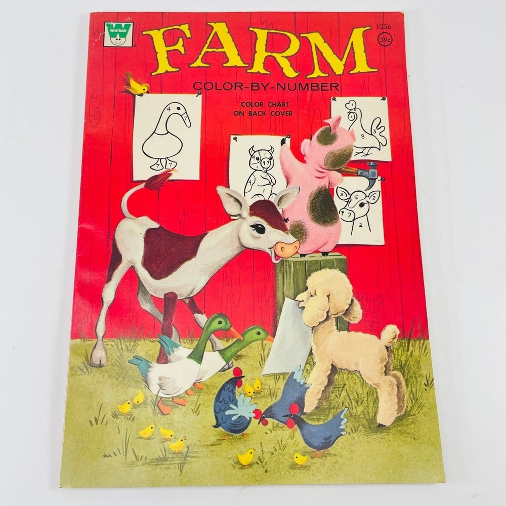 Farm Color-by-Number Whitman 1974 Vintage Children’s Activity Book