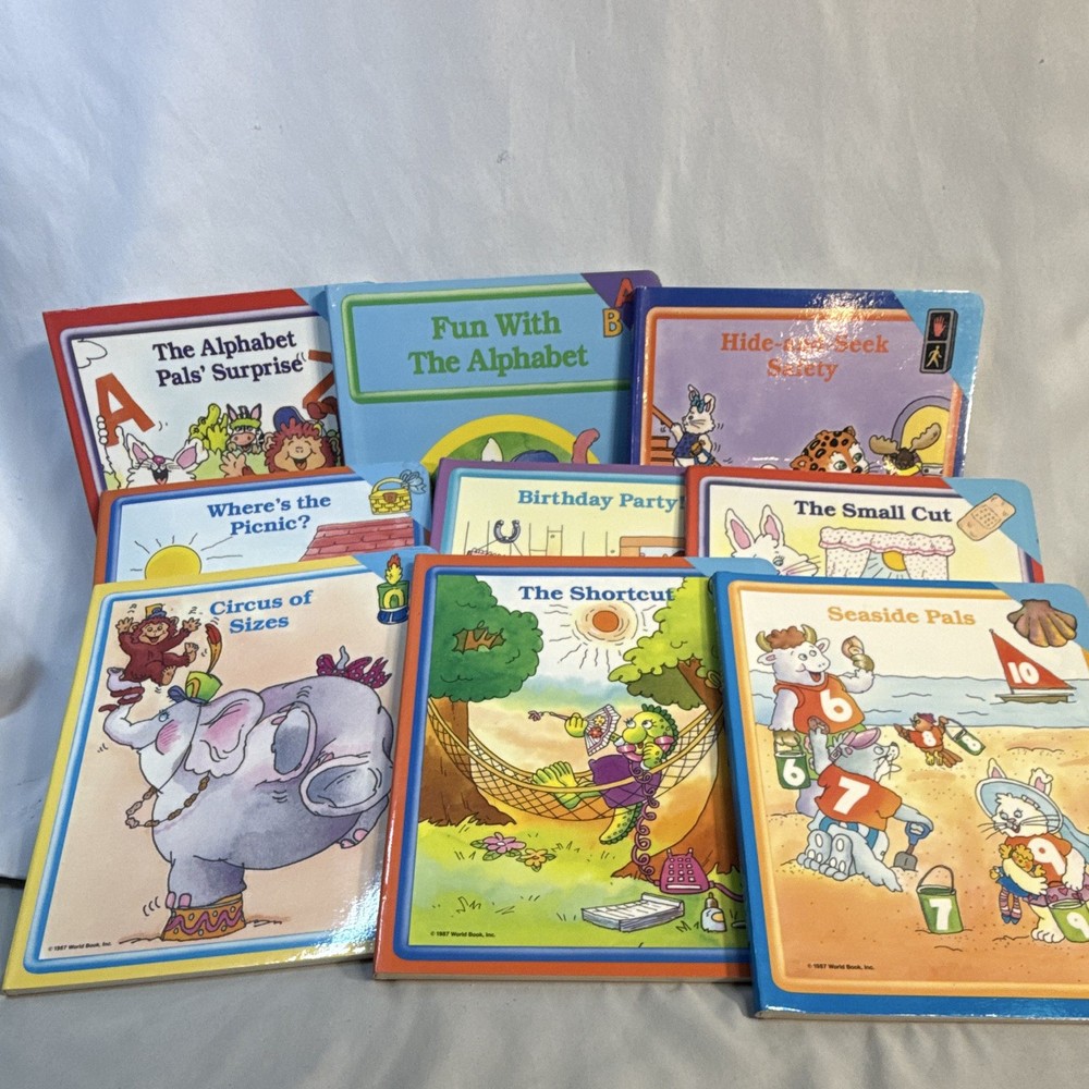 Vtg World Book Early World of Learning Board Book Lot of 9 Illus 1987 Alphabet