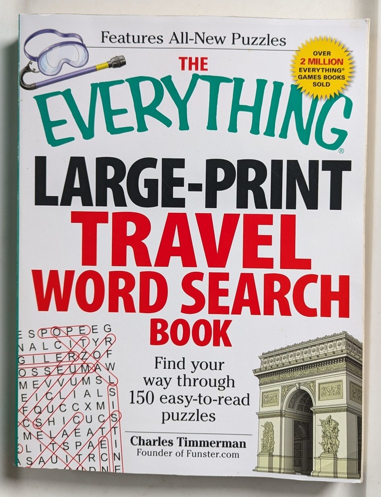 THE EVERYTHING LARGE-PRINT TRAVEL WORD SEARCH BOOK FIND By Charles Timmerman New