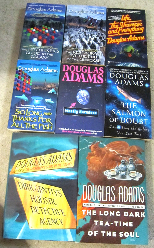 Douglas Adams book lot-8 books-Complete Hitchhikers Guide and Dirk Gently series