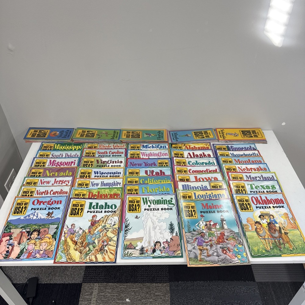 Lot of 36 Highlights Which Way USA Magazine State Activity Puzzle Book with Maps