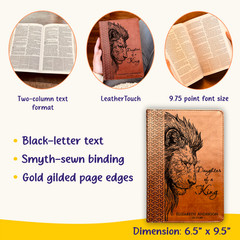 Personalized KJV Study Bible, Daughter of a King Lion Design, Name Engraved