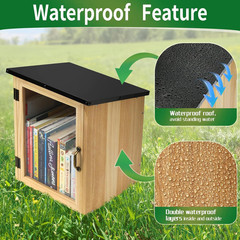 Little Library Box Outdoor, Waterproof Outdoor Library Book Box, Little Wood Cab