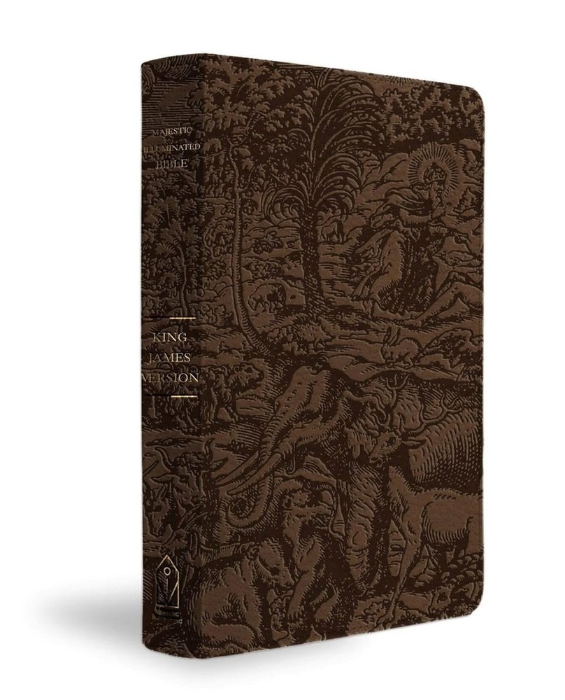 KJV Majestic Illuminated Bible (Brown LeatherLuxe) by FaithWords Hardcover Book