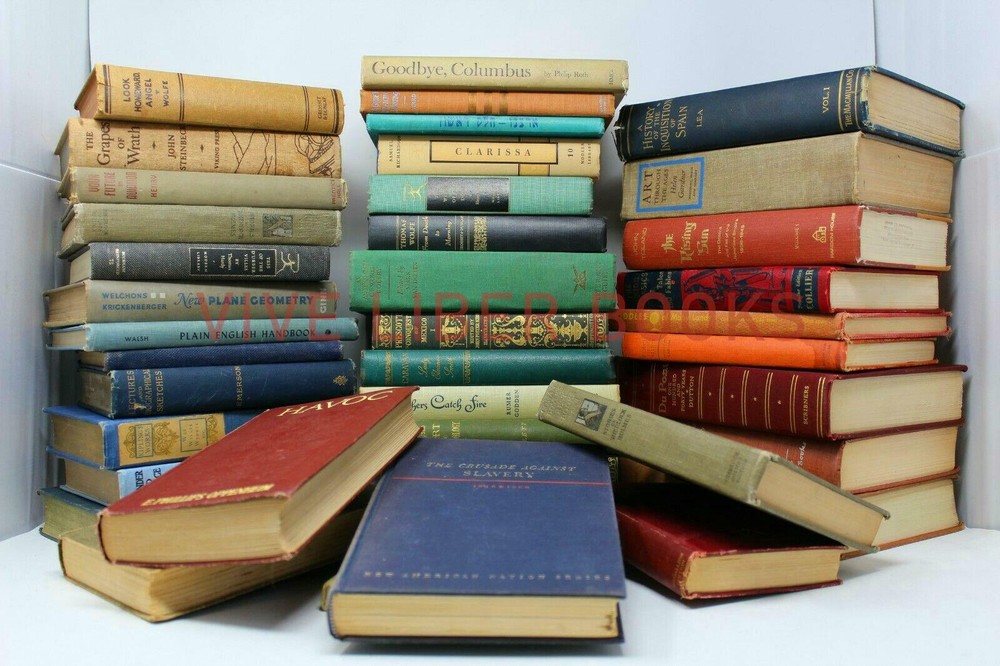 Lot of 50 Vintage Old Rare Antique Hardcover Books – Mixed Color – Random