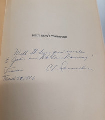 Billy King’s Tombstone Private Life AZ Boom Town Sonnichsen 1951 3rd Prt SIGNED