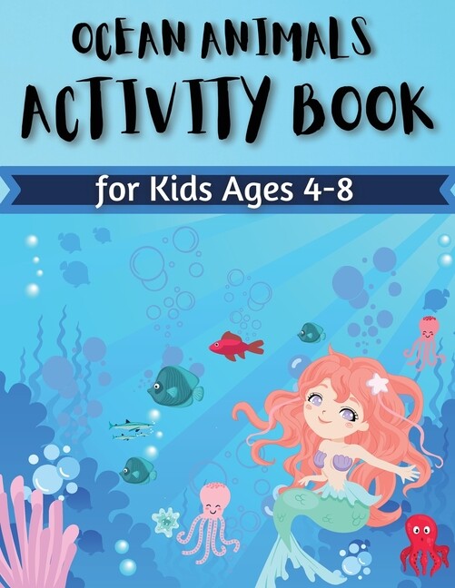 Ocean Animals Activity Book For Kids Ages 4-8: Coloring, Find The Differenc…