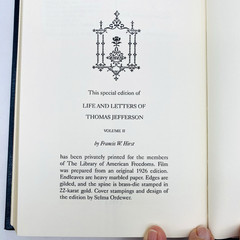 2-Vol Life & Letters of Thomas Jefferson Francis Hirst Library American Freedoms