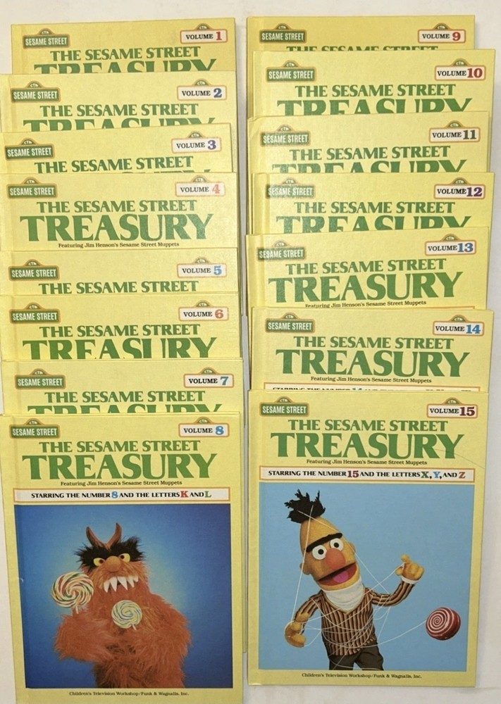 Complete Set of 15 Vintage Sesame Street Treasury Books CTW Funk & Wagnalls