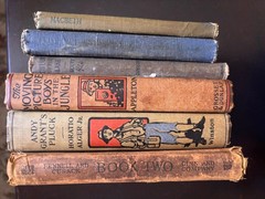 6 ANTQ. BOOKS, ANDY GRANT’S PLUCK, MOVING BOYS, Lady o Lake,Macbeth see pics