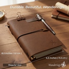 WANDERINGS Regular Size Travelers Notebook Bundle – 4.5″ x 8.5″ (11.5 x 22cm)…