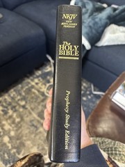 Holy Bible Prophecy Study Edition NKJV Genuine Leather Black Red Letter Gold Gld
