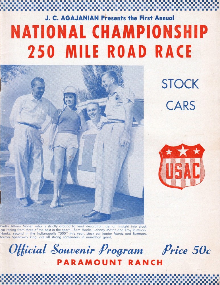 1956 Paramount Ranch USAC Stock Car Racing Program – Very Rare – Free Shipping