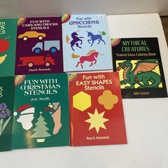Vintage Dover Stencil Books 10 In Lot Plus One Stained Glass Coloring Book