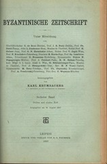 Byzantinische Zeitschrift, 6. Band, 1. – 4. Heft Krumbacher, Karl.: