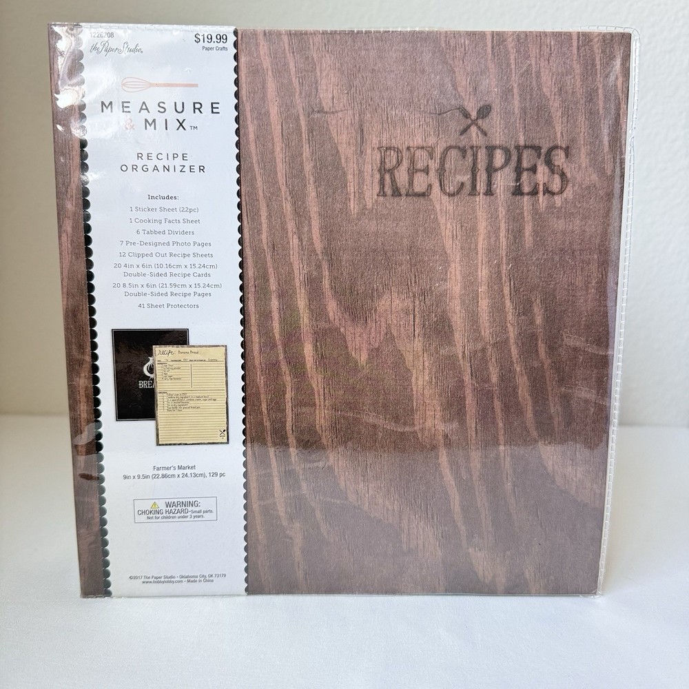 Recipe Book Organizer 3 Ring Binder Farmers Market Theme 9×9.5” Dividers Cards