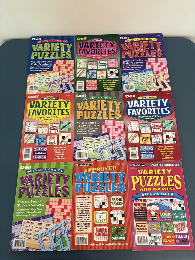 Lot of 9 Penny Press and Dell Variety Puzzle Books