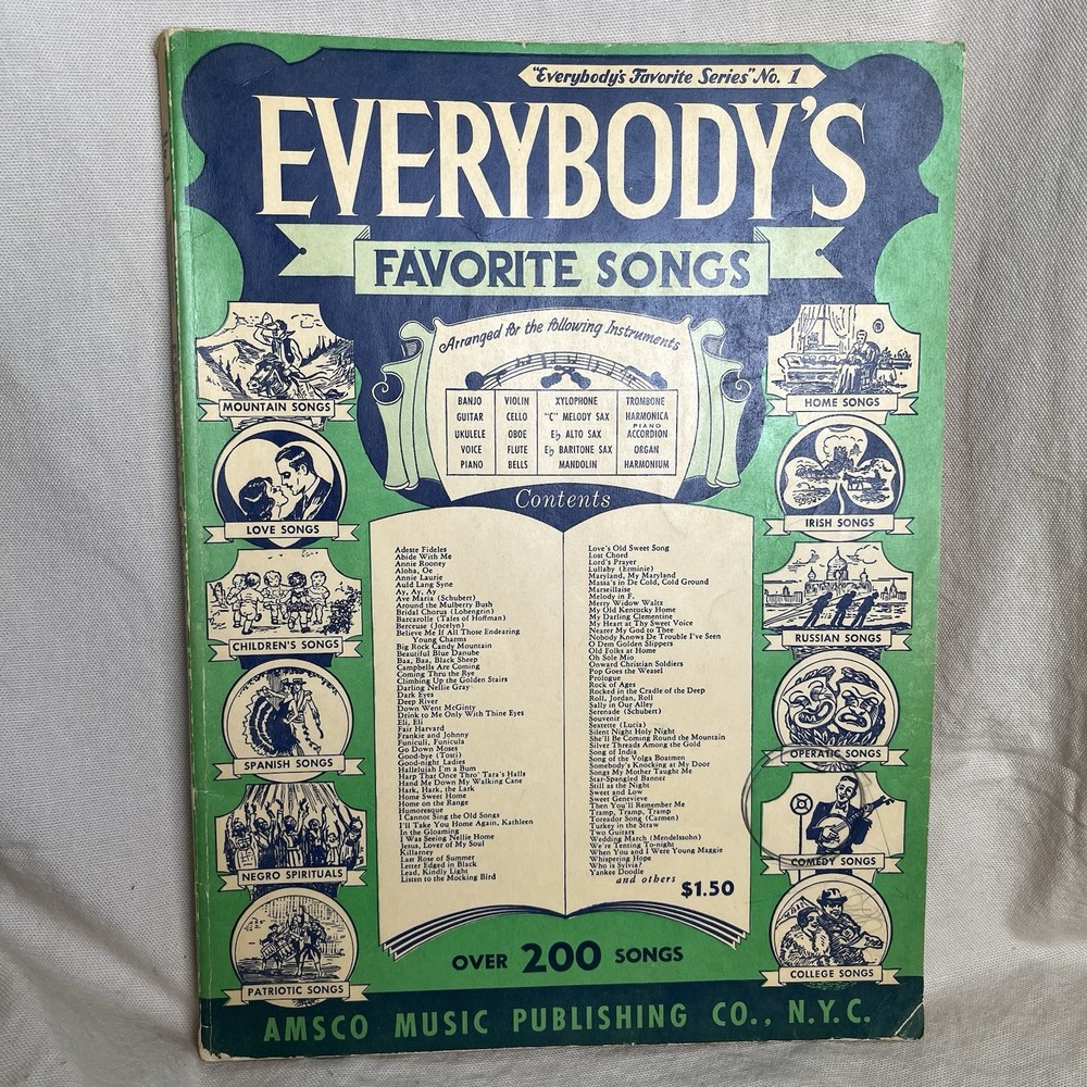 Vintage Song Sheets Everybody’s Favorite Songs by Amsco Music Over 200 Songs