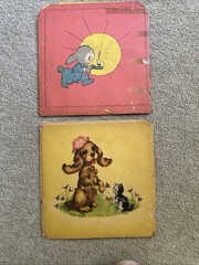 6 Vtg 1940’s Children’s Books Fuzzy Wuzzy series Bunny Puppy Kitten Pony Duck