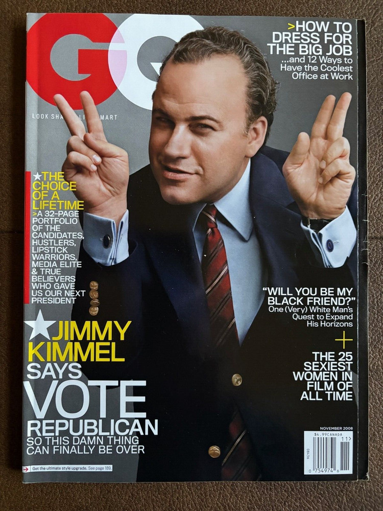 NOVEMBER 2008 GQ MAGAZINE JIMMY KIMMEL REPUBLICAN VOTE SEXIEST WOMEN