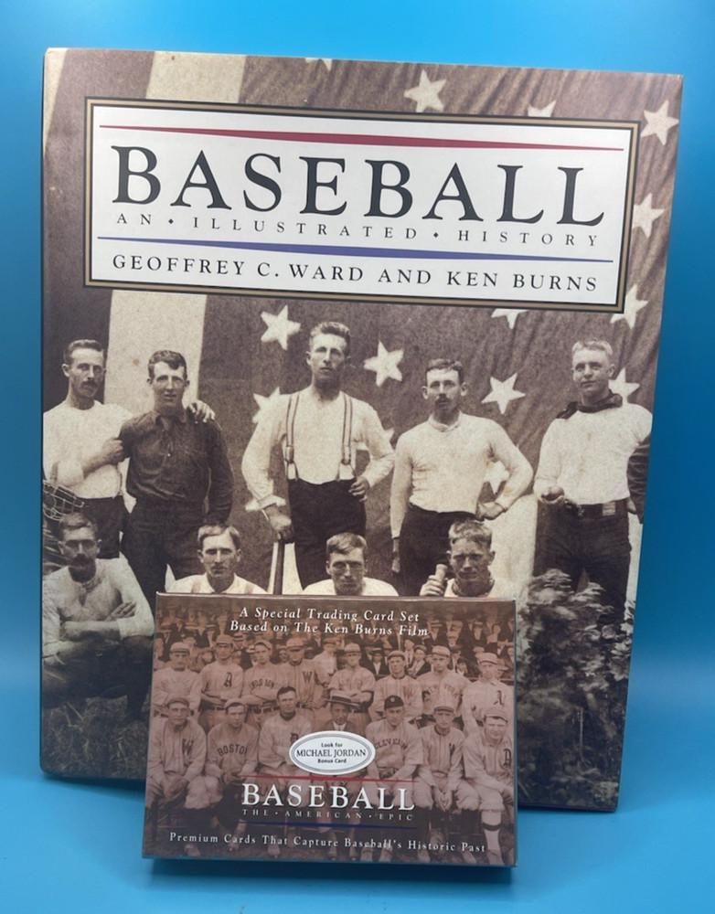 Baseball Geoffrey C Ward Ken Burns HC 1st Ed Book Buck O’Neil Autograph + Cards