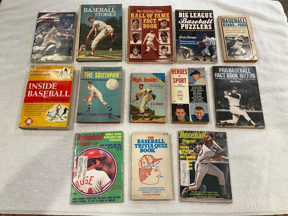 Vintage Baseball Books & Magazines Lot – 13 Mid-Century Titles (1940s-1970s)