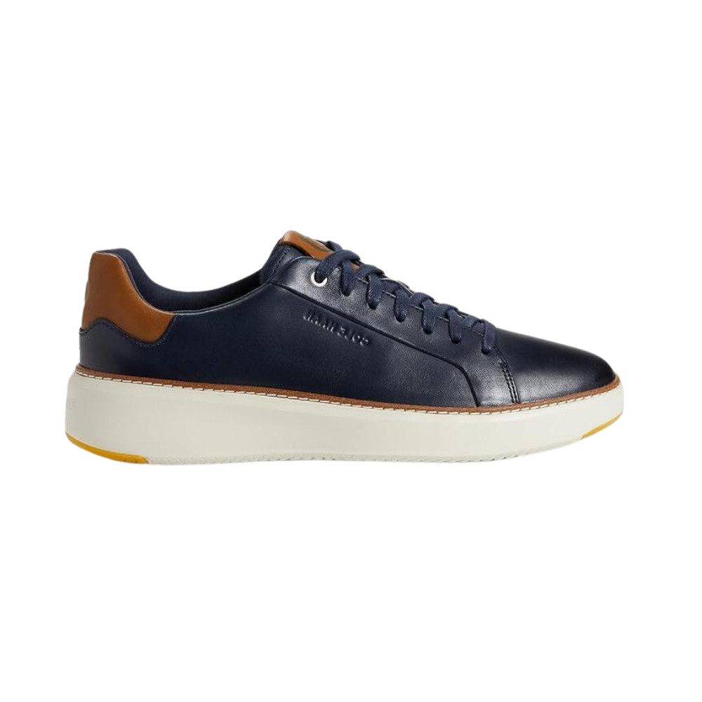 Cole Haan Men’s Grandpro TopSpin Sneaker Navy Blazer Leather/British Tan/Ivory,