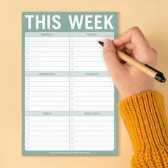 1Count This Week Pads, To Do List Notepads, 6 x 9inches each Sage Green