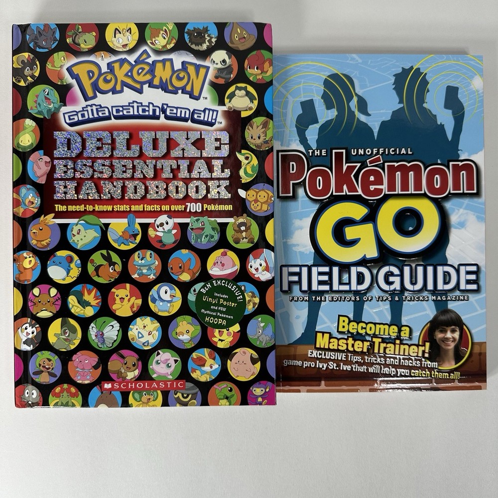 Pokemon Deluxe Essential Handbook & Pokemon Go Field Guide, Lot of 2, Like New