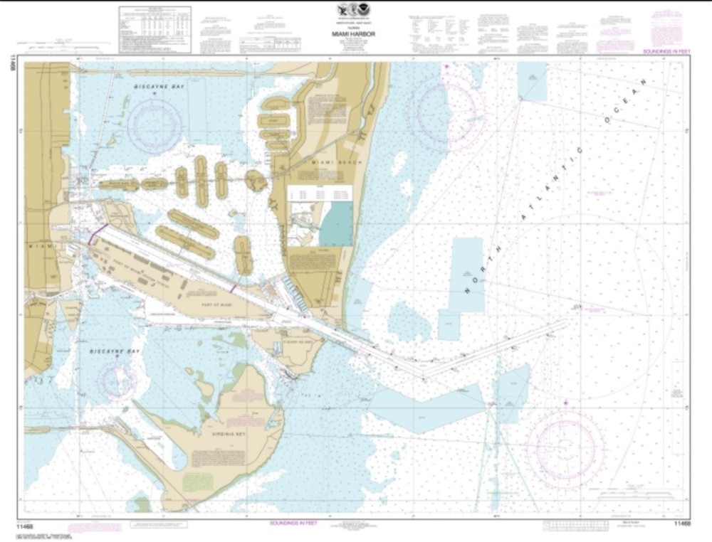 NOAA Chart 11468-Miami Harbor – Water-Resistant – by East View Ge
