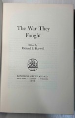 The War They Fought Richard Harwell 1960
