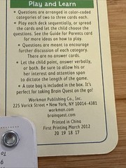Brain Quest Ages 2-3 My First Deck 1 & 2 350 Questions To Build Skill 4th Ed.