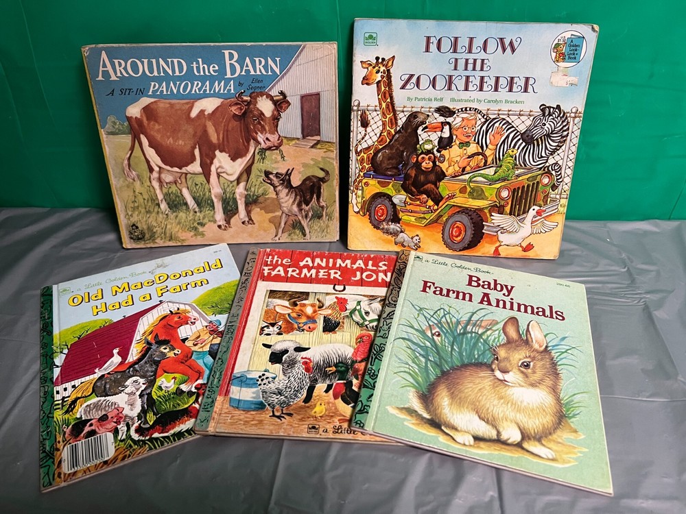 Vintage Children’ Animal books – Barn Panorama/Old MacDonald/Farmer Jones+1