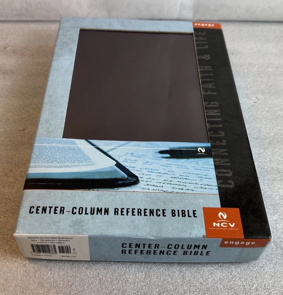 NCV Center Column Reference Bible Burgundy Bonded Leather Red Letter