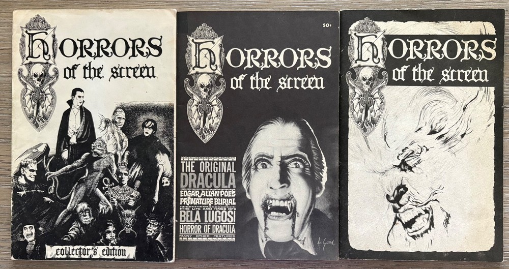 HORRORS OF THE SCREEN #1 – #2 – #3 Complete Set from 1960’s FANZINE w/ BONUS