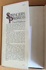 David Markson – Springer’s Progress – 1977 Hardcover First Edition – Near Fine