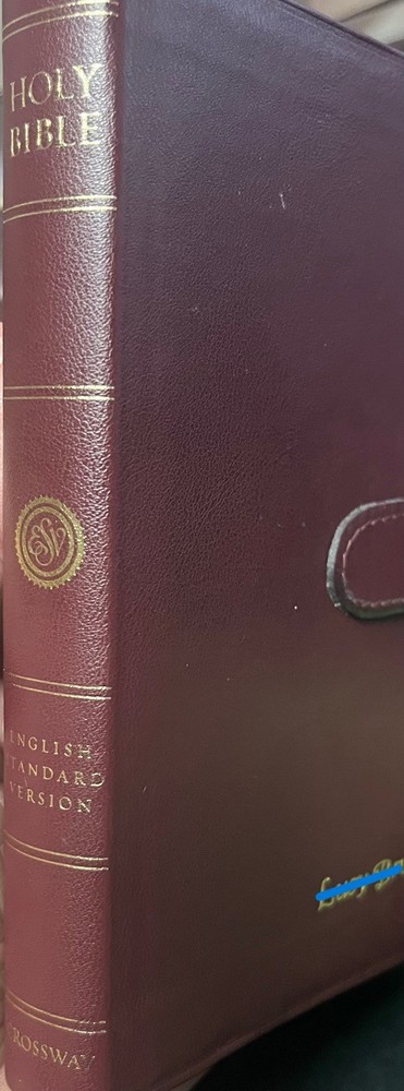 ESV Compact Bible, Premium Bonded Leather, Burgundy, Red Letter Text, Slide Tab