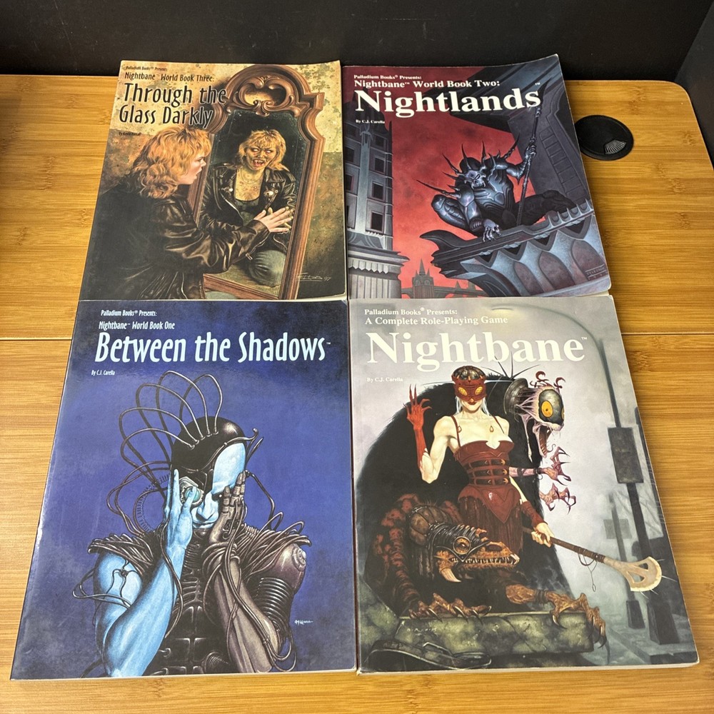 Lot of 4 Palladium Books Complete Role-Playing Game Nightbane & World Book 1-3