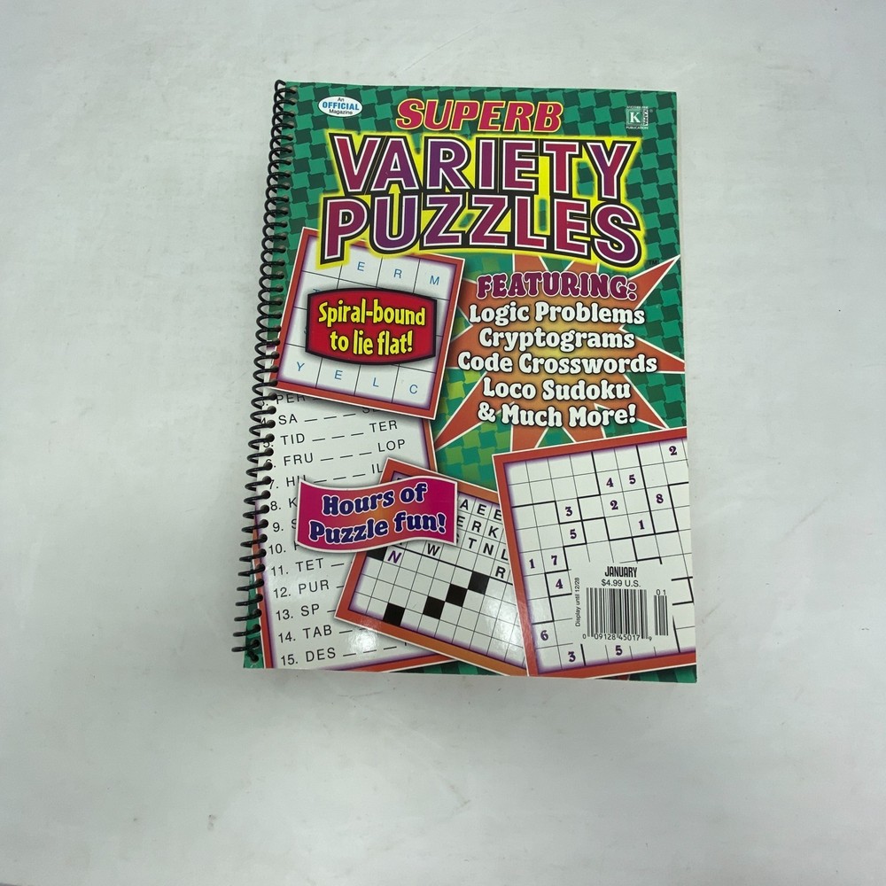 Dell Official Superb Variety Puzzles Spiral Bound January 2011 NEW Rare edition