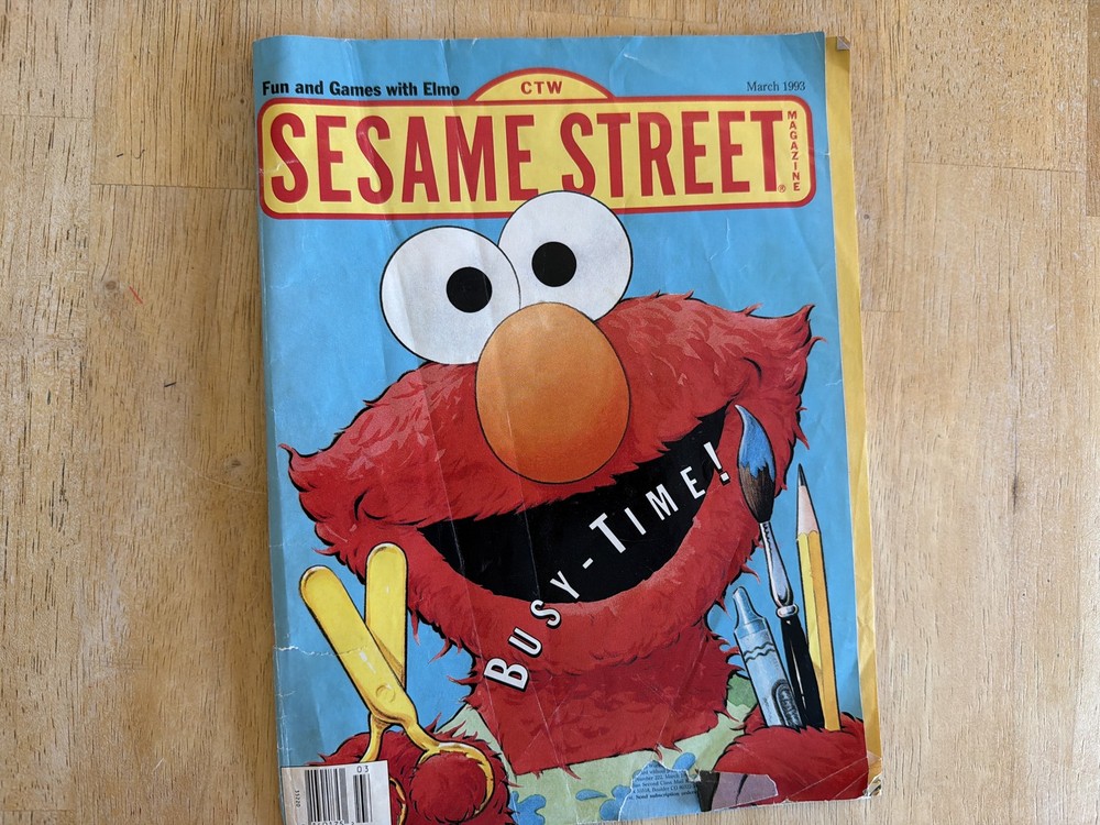 Vintage 90s Sesame Street Magazine, Fun and Games with Elmo, Paperback, 1993
