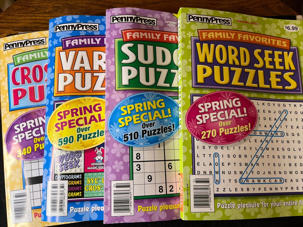 PENNY PRESS SPRING 2023 LOT OF 4 -CROSSWORD-SUDOKU-WORD SEEK-VARIETY PUZZLES