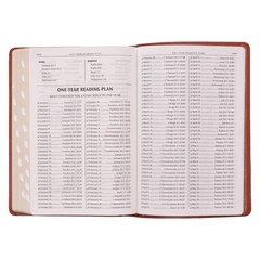 The Holy Bible King James Version LARGE PRINT Thumb Indexed Edition / TAN Faux L