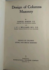 Design of Columns Stone Brick Masonry by Baker, Samuel Williams, J. P. J. 1931