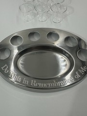 Legacy Portable Communion Set 6 Glasses Stainless Steel Host Wine Set Last Right