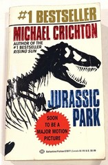 Jurassic Park by Michael Crichton 1991 Paperback Ballantine w/ Embossed Cover